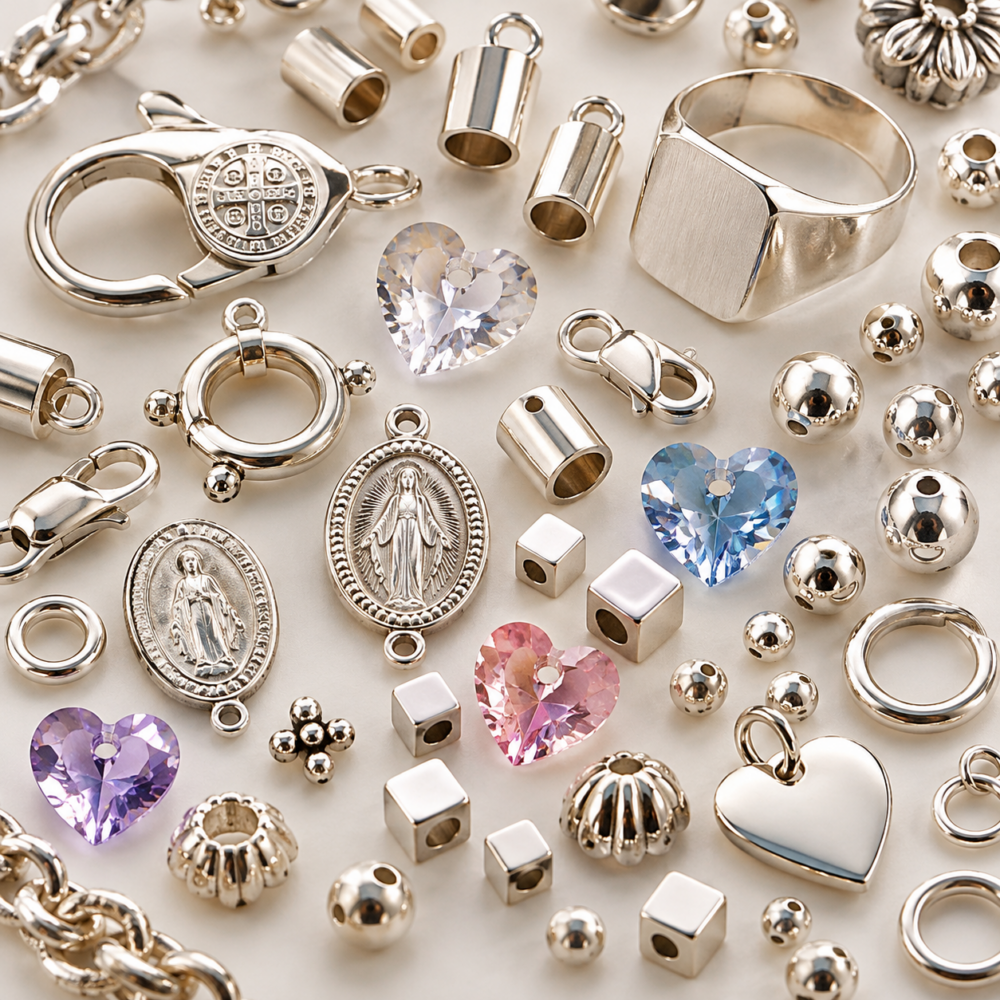 Fornituras de plata 925 para joyería: cierres, bolitas, dijes, anillos, cristales, medallas y articulos de fundicion - Casa Jaime Fornituras
